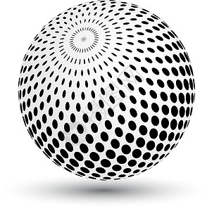 黑白半色调效果球体 带阴影的矢量 3D 对象图片