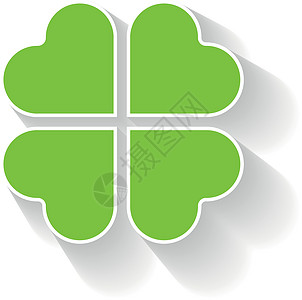 三叶草绿色四叶草图标 祝你好运主题和圣帕特里克符号设计元素 具有长阴影效果的简单矢量图解植物信仰财富艺术文化四叶叶子运气插图庆典图片