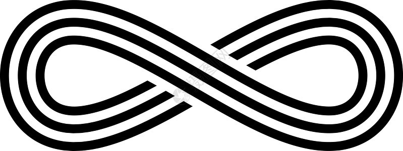 无限符号图标 代表无限无限和无尽事物的概念 白色背景上的简单三重线矢量设计元素宇宙哲学艺术数学圆形运动曲线徽章环形商业图片