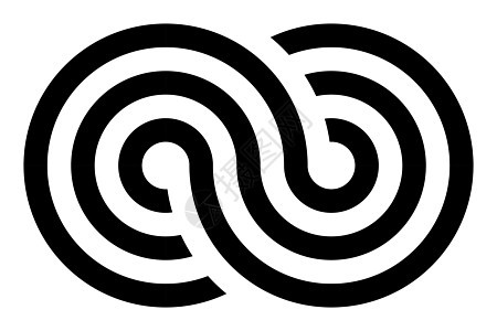无限符号图标 代表无限无限和无尽事物的概念 白色背景上的简单三重线矢量设计元素运动技术徽章条纹宇宙哲学丝带曲线艺术环形永恒高清图片素材