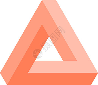 粉红色的彭罗斯三角形图标 几何 3D 对象光学错觉 它制作图案矢量图片