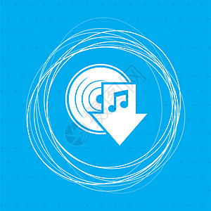 下载蓝色背景上的音乐图标 周围有抽象圆圈并放置您的文本图片