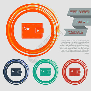 红 蓝 绿 橙色按钮上的商品图标 用于网站和空间文字设计图片