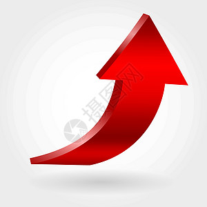 红色箭头和中性白色背景阴影商业插图3d指针推介会危机图片