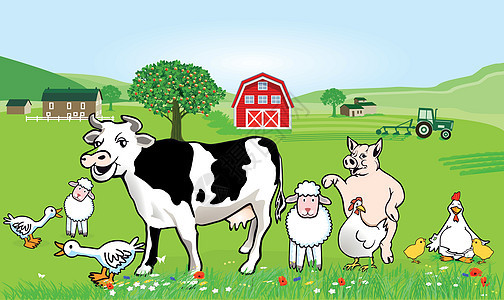 农场动物插图 搞笑卡通图片