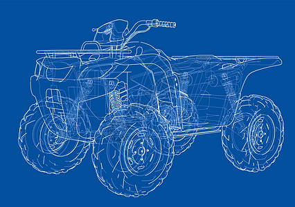ATV 四轮摩托概念大纲 韦克托渲染引擎力量车轮赛车工程发动机汽车车辆运动图片