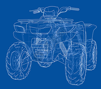 ATV 四轮摩托概念大纲 韦克托引擎机器草图运输绘画插图车辆自行车地形越野车图片
