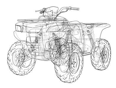 ATV 四轮摩托概念大纲 韦克托运动绘画草图渲染越野发动机插图引擎地形力量图片