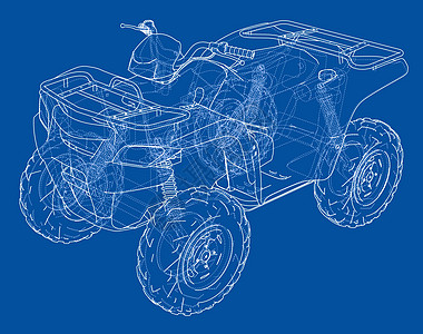 ATV 四轮摩托概念大纲 韦克托插图越野车辆运输力量四边形车轮越野车运动地形图片