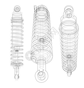 减震器集合大纲 韦克托车辆螺旋汽车摩托车插图绘画机械工程团体维修图片