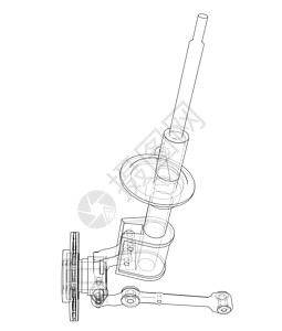 带制动盘轮廓的汽车阻尼器 韦克托机器光盘机械草图运输团体螺旋绘画维修车辆图片