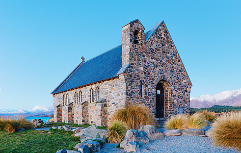 泰卡波湖教堂 南边的坎特伯雷建筑学高山旅行衬套蓝色远足天空山脉天堂小路图片