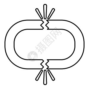 断开的链接图标黑色插图平面样式简单图像失败压力爆发粉碎破坏力量束缚碰撞释放发挥图片