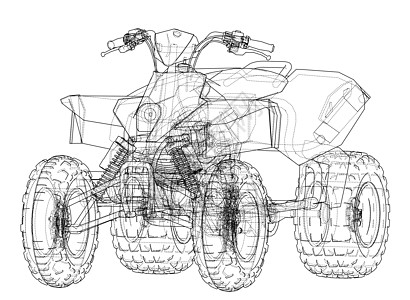 ATV 四轮摩托概念大纲 韦克托运动力量自行车赛车草图工程引擎插图地形发动机图片