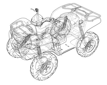 ATV 四轮摩托概念大纲 韦克托渲染车辆发动机机器车轮地形四边形运动摩托车力量图片
