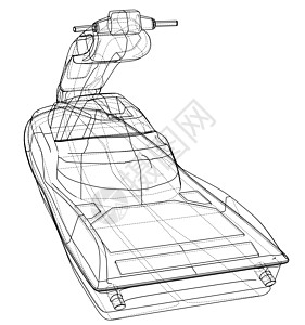 摩托艇素描 韦克托摩托车娱乐草图驾驶船只波浪者行动滑雪活动绘画图片