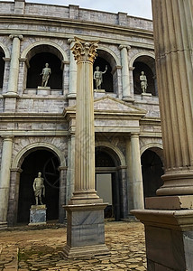 古老古年建筑上的罗马或希腊雕像图片