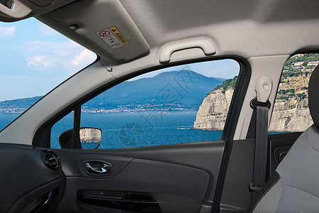 意大利那不勒斯Vesuvius火山的车窗视图图片
