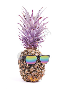 带墨镜的有趣的菠萝太阳镜潮人水果食物乐趣玻璃背景图片