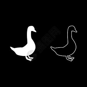 Goose 图标设置白颜色插图平板样式图片