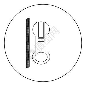 拉链图标黑颜色在 circl概念纺织品衣服紧固件圆形黑色圆圈缝纫裁缝图片