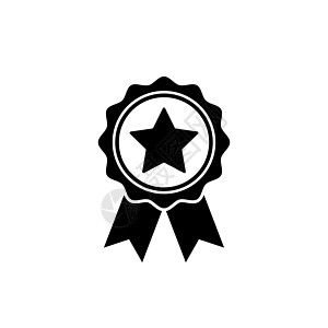 平面样式的奖图标 玫瑰花象征优胜者成功竞赛奖章证书标签按钮冠军荣誉感激图片