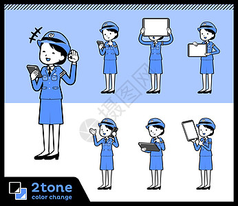 2tone 类型警察 Womenset 0钢笔画女性插图解决方案手机职业公务员画线电话报酬图片