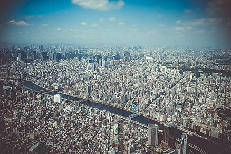 日本东京市天线空中观测 日本旅行天空建筑学市中心天际商业地标旅游中心蓝色图片