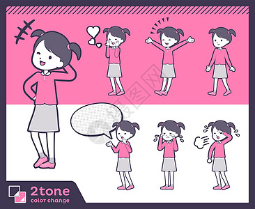 2tone type 粉红衣少女套装 0幼儿园女性孩子家庭小学生网络讲话气球钢笔画插图图片