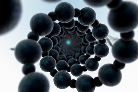 旋转分子 3d 分子插图黑色发射场地物理辉光活力化学概念蓝色粒子背景图片