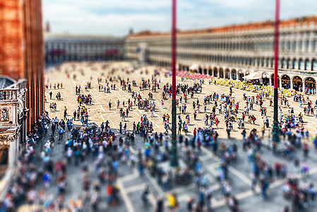 意大利威尼斯圣马克广场图象式空中视图 意大利威尼斯广场旅行游客分数天空景观旅游晴天大教堂正方形图片