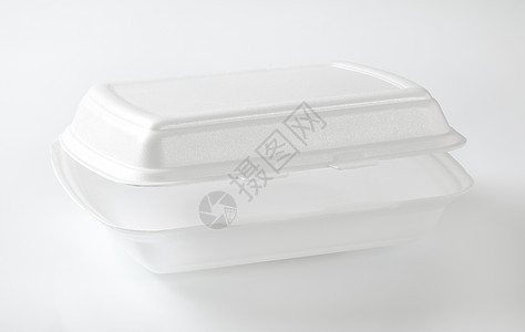 白色快餐食品盒食物包装空白泡沫背景图片