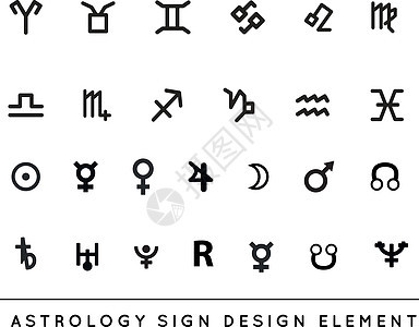 星体符号 zodiac和行星 矢量集插图图片