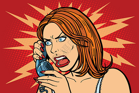 愤怒的女人在电话里说话 情感图片