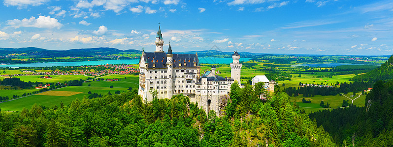 德国新施文斯坦城堡旅游游览岩石遗产历史地方旺季阳光堡垒景点图片