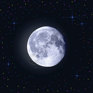 满月 满月环绕着火山口和星星图片