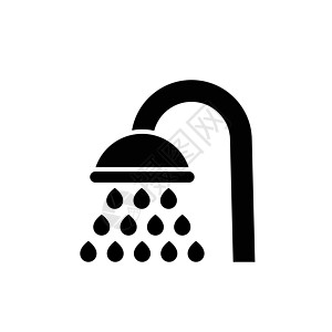 阵雨矢量图标 填充平板淋浴符号图片