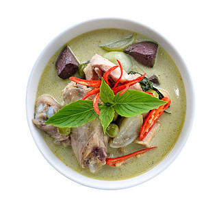 绿色咖喱鸡 泰国菜辣椒蔬菜美食茄子食物文化烹饪香料用餐图片