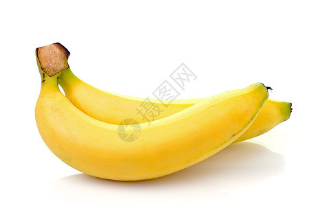 白色背景孤立的两只香蕉热带皮肤小路水果黄色剪裁组织饮食宏观食物图片