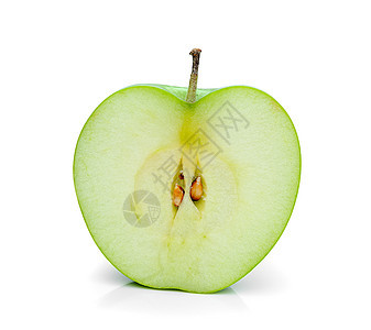 白色背景上孤立的绿苹果切片绿色早餐食物水果营养小吃宏观饮食午餐甜点图片