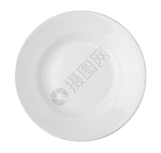 白色背景上孤立的空板盘食物对象圆圈材料餐具午餐用具空白厨具用餐图片