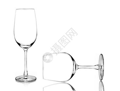 清空葡萄酒杯 白底隔离器皿反射黑色玻璃酒杯酒精水晶液体白色眼镜图片