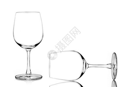 清空葡萄酒杯 白底隔离反射饮料白色酒精玻璃水晶黑色液体眼镜杯子图片