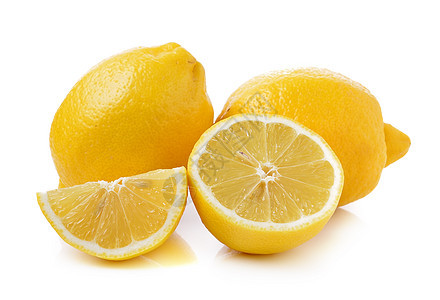 白色背景的新鲜柠檬水果果汁食物宏观黄色图片
