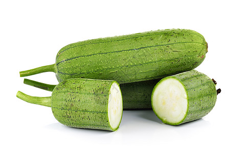 白背景的海绵瓜水果海绵食物绿色营养热带白色圆柱体植物蔬菜图片