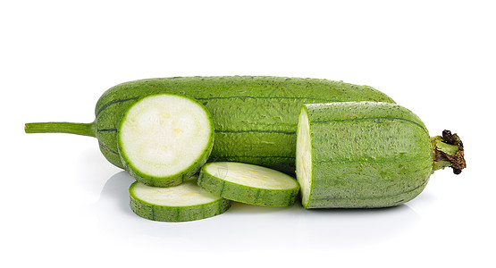 白背景的海绵瓜热带海绵白色蔬菜水果圆柱体植物食物营养绿色图片