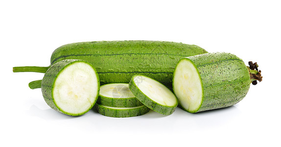 白背景的海绵瓜蔬菜热带植物营养白色水果食物绿色海绵圆柱体图片