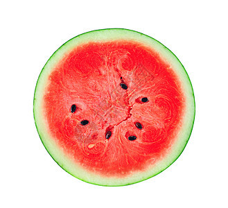 白色背景上孤立的西瓜小吃红色食物饮食绿色甜点黄色水果圆形图片