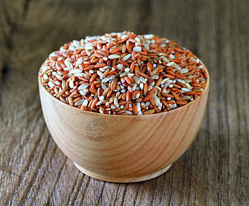 碗中棕稻种黑色白色红色荒野种子食物粮食谷物图片