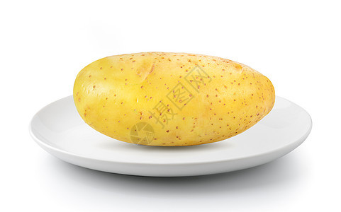 白色背景上孤立的板块中的马铃薯营养食物棕色农业黄色蔬菜收成盘子植物图片